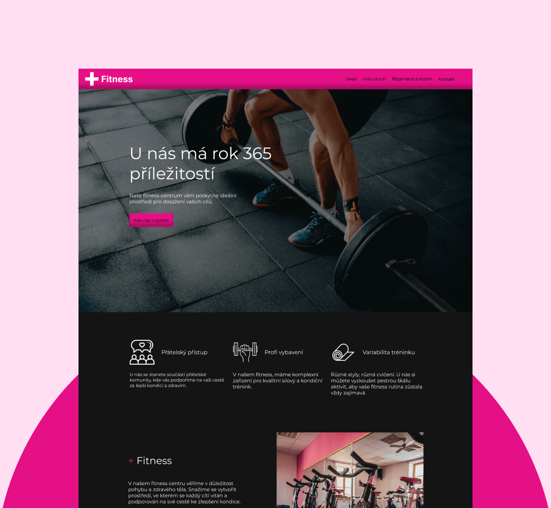 Projekt +fitness Rokycany z pottfolia naší tvorby pro fungující web systémy