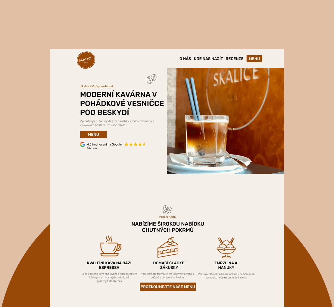 Portfolio práce pro Skalice Café na projektu web hned