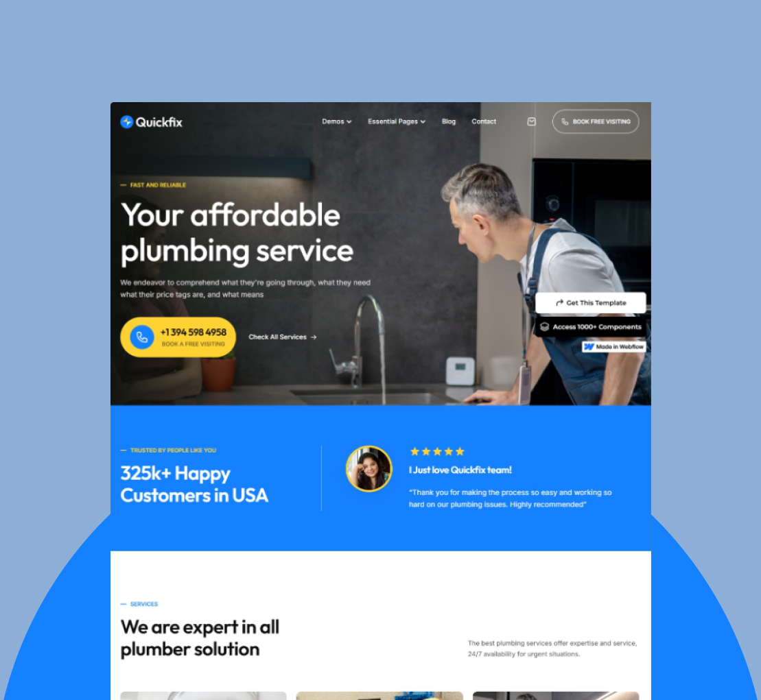 Website for plumbing and air conditioning contractor — optimized for local SEO and built to convert visitors into booked jobs.