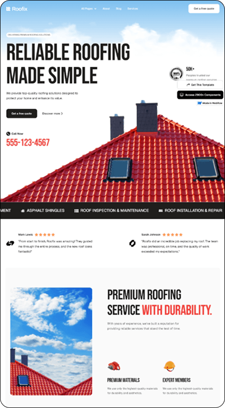 High-converting roofing contractor website design by Get2Leads — built to generate more roofing leads.
