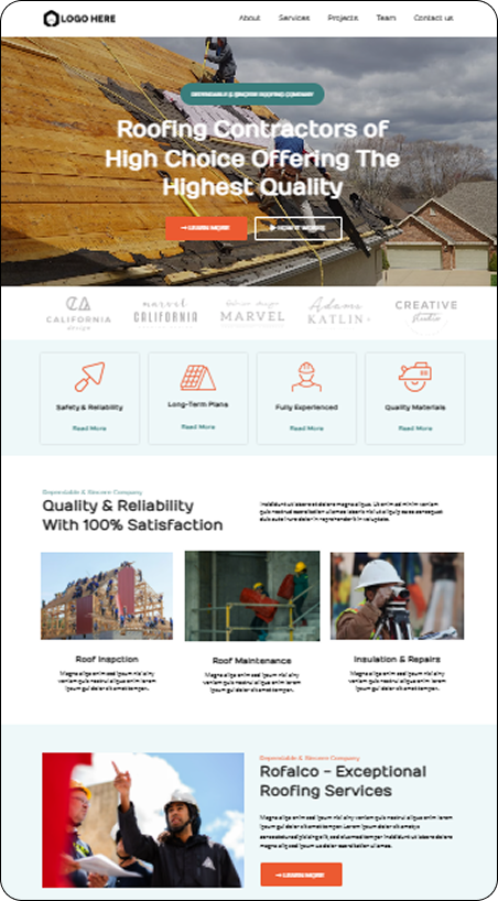 Portfolio of our web design for roofer contractor