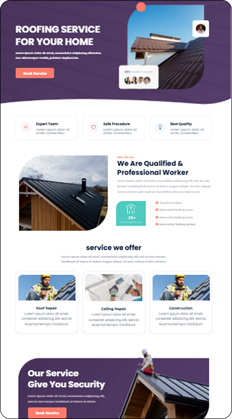 Portfolio of our web design for roofer contractor