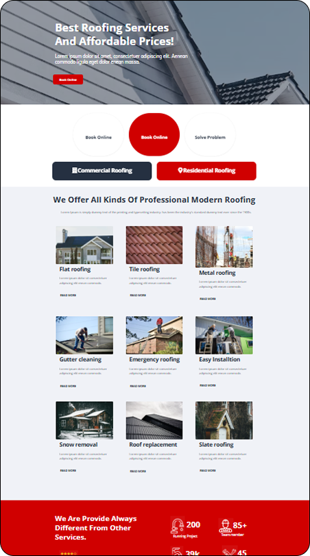 Portfolio of our web design for roofer contractor