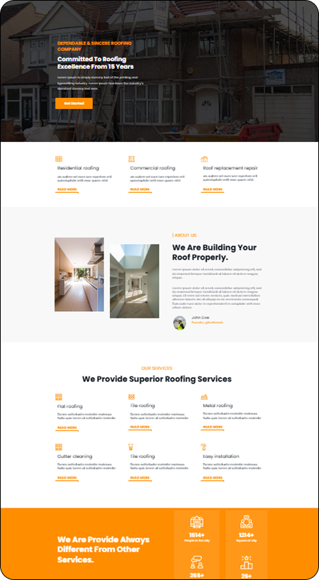 Portfolio of our web design for roofer contractor