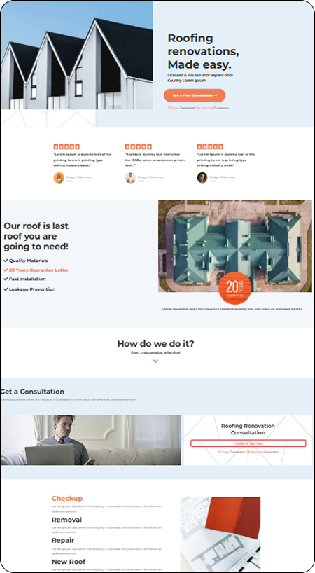 Portfolio of our web design for roofer contractor