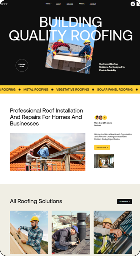 Portfolio of our web design for roofer contractor