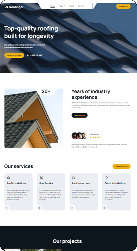 Portfolio of our web design for roofer contractor